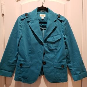 Talbots Teal 3/4 Sleeve Blazer